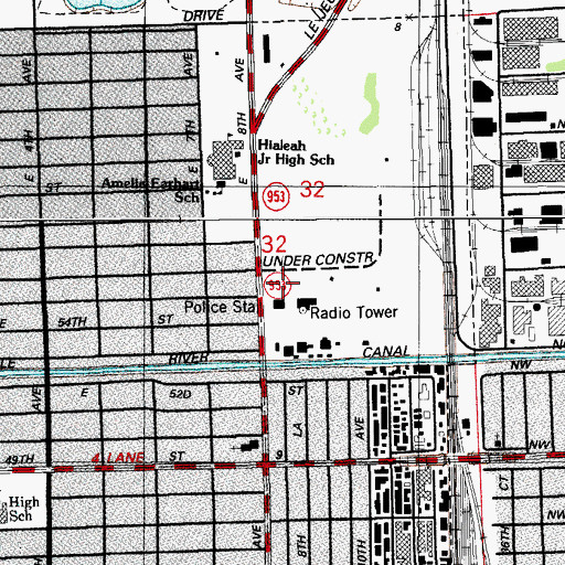 Topographic Map of Hialeah Police Department, FL