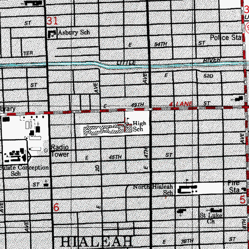 Topographic Map of Hialeah Senior High Adult Education Center, FL