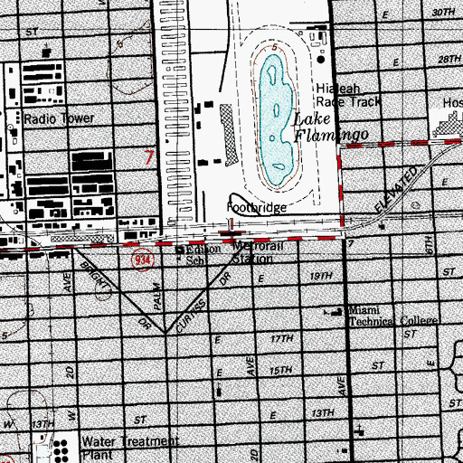 Topographic Map of Hialeah Station, FL