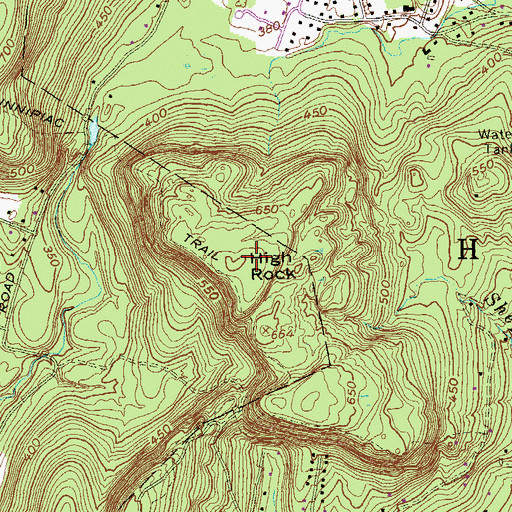 Topographic Map of High Rock, CT