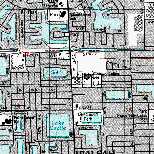 Topographic Map of Hialeah - Miami Lakes Adult School, FL