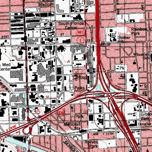 Topographic Map of Highland Park General Hospital, FL