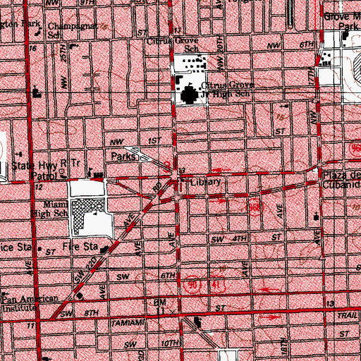Topographic Map of Hispanic Library, FL