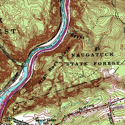 Topographic Map of High Rock Grove, CT
