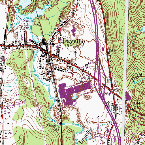 Topographic Map of High Street Cemetery, CT