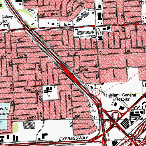 Topographic Map of Golden Gates Toll Plaza, FL