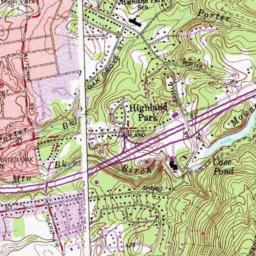 Topographic Map of Highland Park, CT