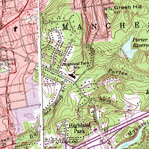 Topographic Map of Highland Park School, CT