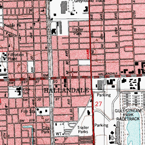Topographic Map of Hallandale Chamber of Commerce, FL