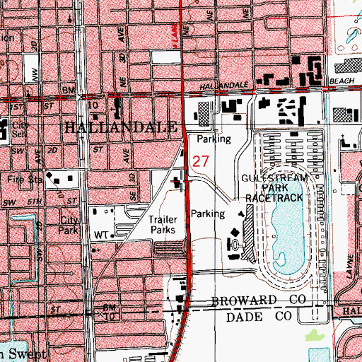 Topographic Map of Hallendale Beach Police Department, FL