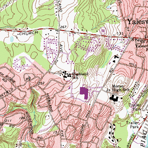 Topographic Map of Highland Elementary School, CT