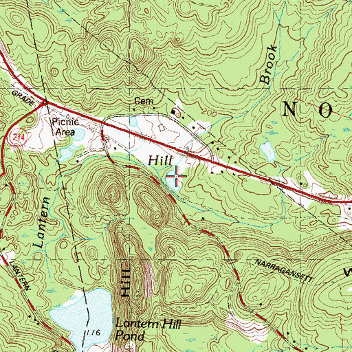 Topographic Map of Hill Brook, CT
