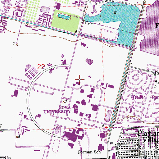 Topographic Map of Florida Atlantic University at Davie, FL