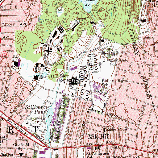 Topographic Map of Hill Side Home, CT