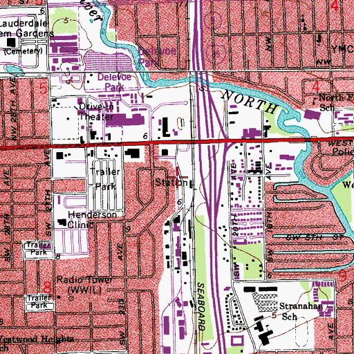 Topographic Map of Fort Lauderdale Station, FL