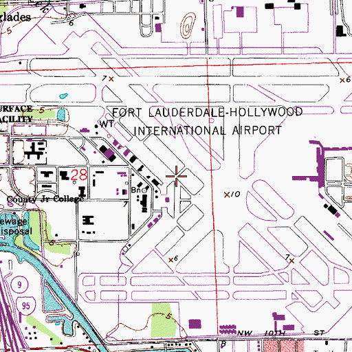Topographic Map of Fort Lauderdale-Hollywood International Airport Fire Station, FL