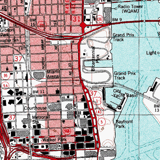Topographic Map of Freedom Tower Station, FL