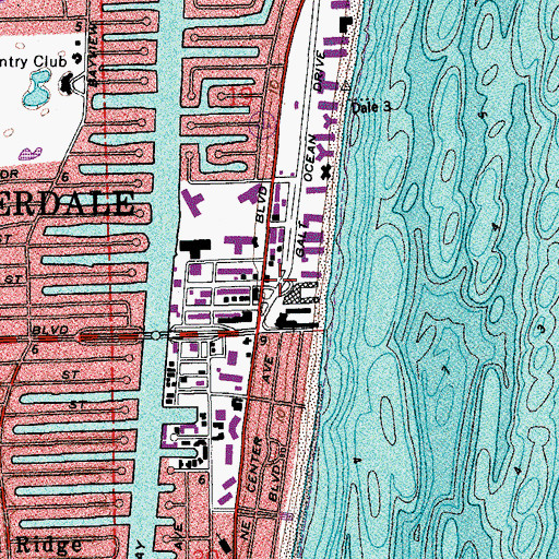 Topographic Map of Galt Ocean Mile Reading Center, FL