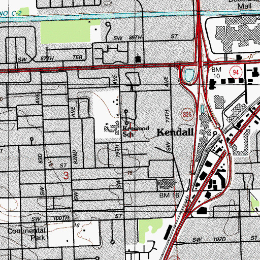 Topographic Map of Fairglade School, FL