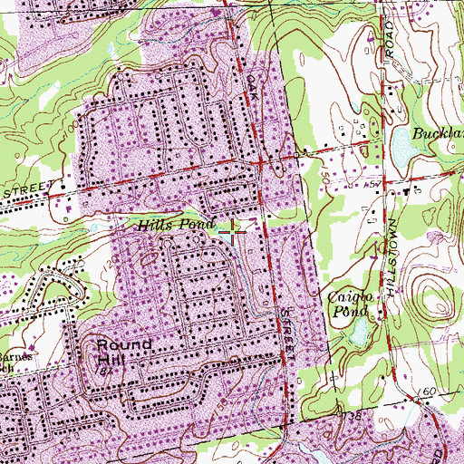 Topographic Map of Hills Pond, CT