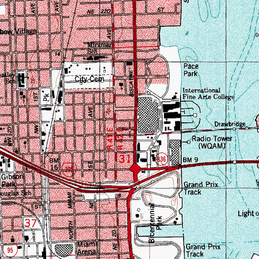 Topographic Map of District Instructional Center J, FL