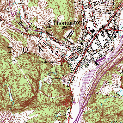 Topographic Map of Hillside Cemetery, CT