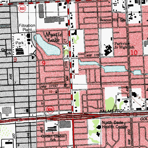 Topographic Map of Dolphin Plaza, FL