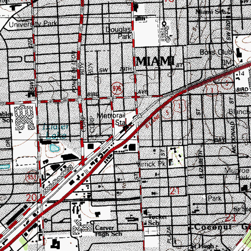 Topographic Map of Douglas Road Station, FL