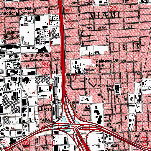 Topographic Map of Downtown Miami Charter School, FL