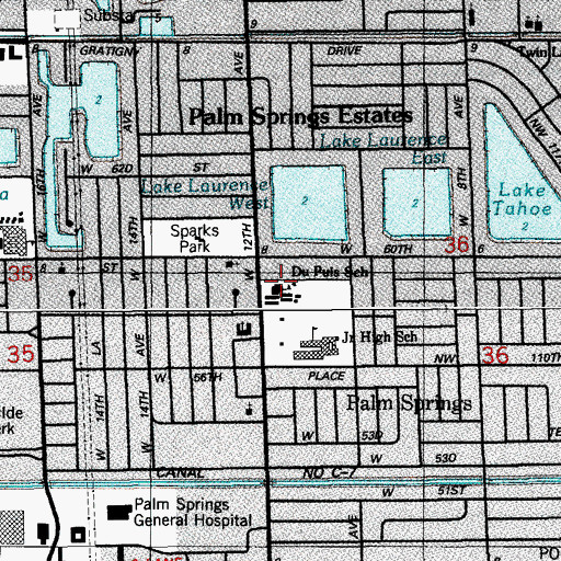 Topographic Map of John G Dupuis Elementary School, FL