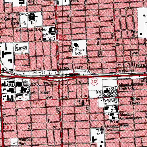 Topographic Map of Earlington Heights Station, FL