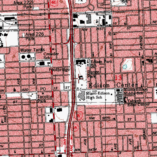 Topographic Map of Edison Center Library, FL