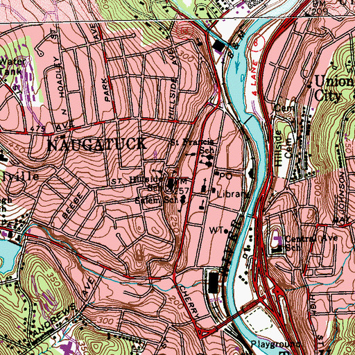 Topographic Map of Hillside School, CT