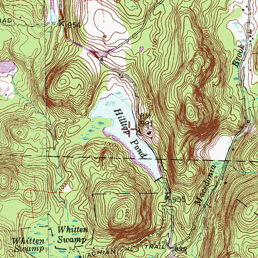 Topographic Map of Hilltop Pond, CT