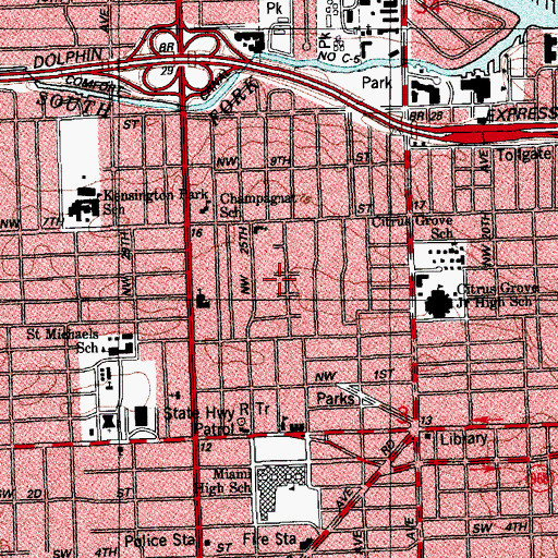 Topographic Map of Dade County Auditorium, FL