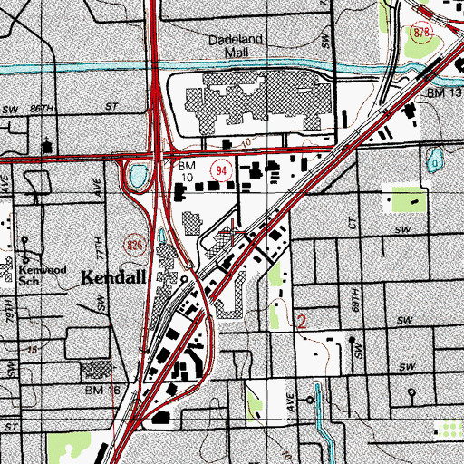 Topographic Map of Dadeland South Station, FL