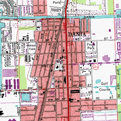Topographic Map of Dania Chamber of Commerce, FL