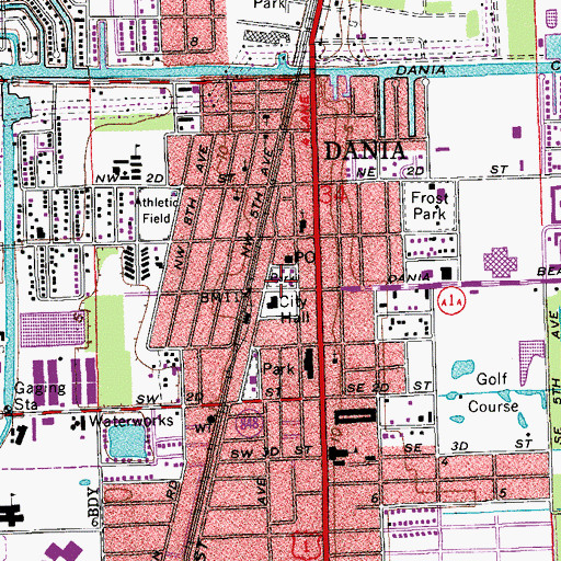 Topographic Map of Dania Fire Station, FL