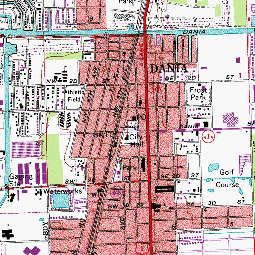 Topographic Map of Dania Police Station, FL