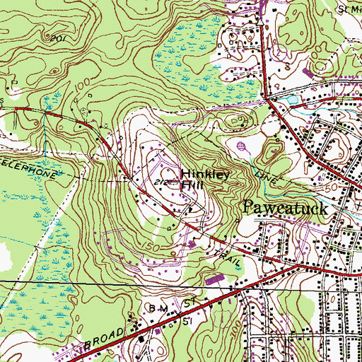 Topographic Map of Hinkley Hill, CT