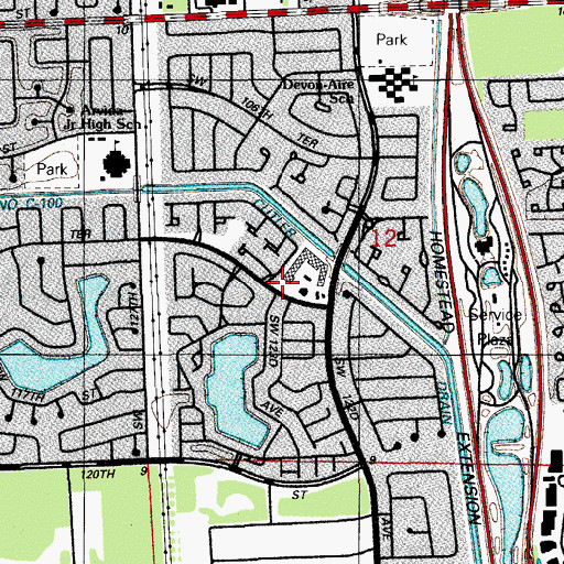 Topographic Map of Devon Aire Kiddy College, FL
