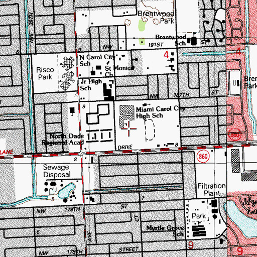 Topographic Map of District Instructional Center 18, FL