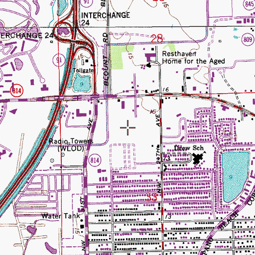 Topographic Map of Charles Drew Elementary School, FL