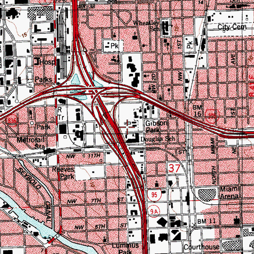 Topographic Map of Culmer-Overtown Library, FL