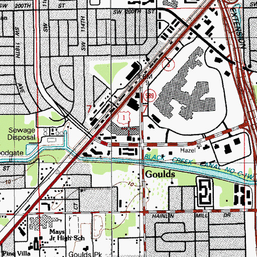 Topographic Map of Cutler Ridge Center, FL