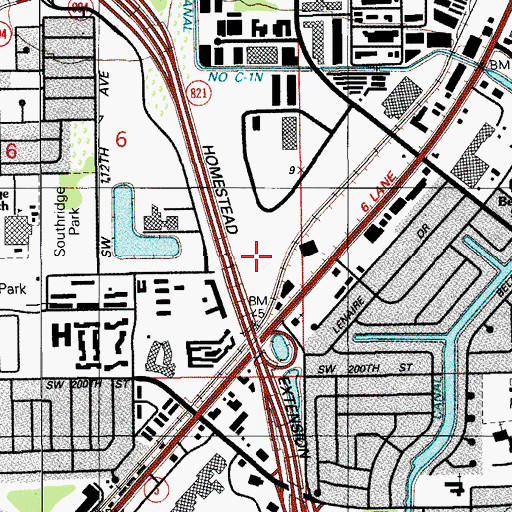 Topographic Map of Cutler Ridge Skate Park, FL