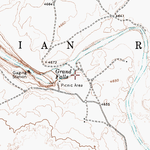Topographic Map of Grand Falls Campground, AZ