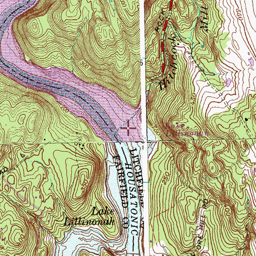 Topographic Map of Hitchcock Mill Brook, CT