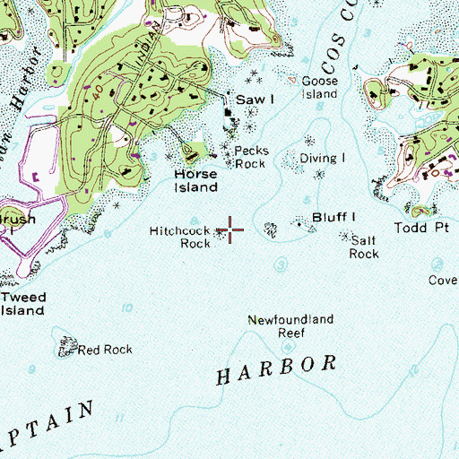 Topographic Map of Hitchcock Rock, CT
