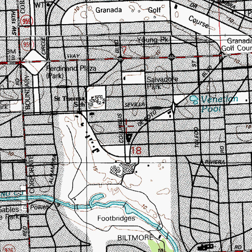 Topographic Map of Coral Gables Congregational Early Childhood Center, FL